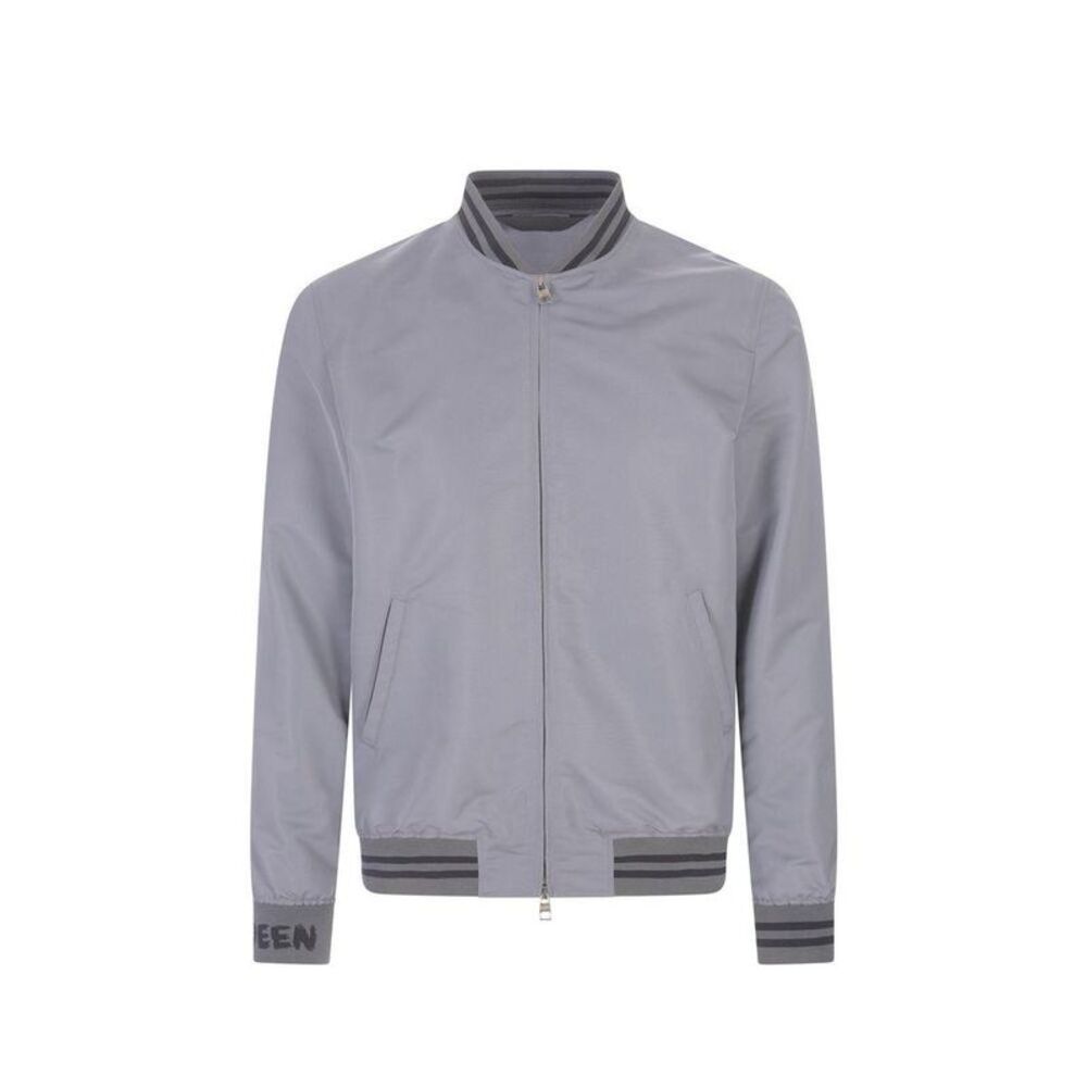 Alexander McQueen Polyester Bomber Jacket Men Gray Jackets